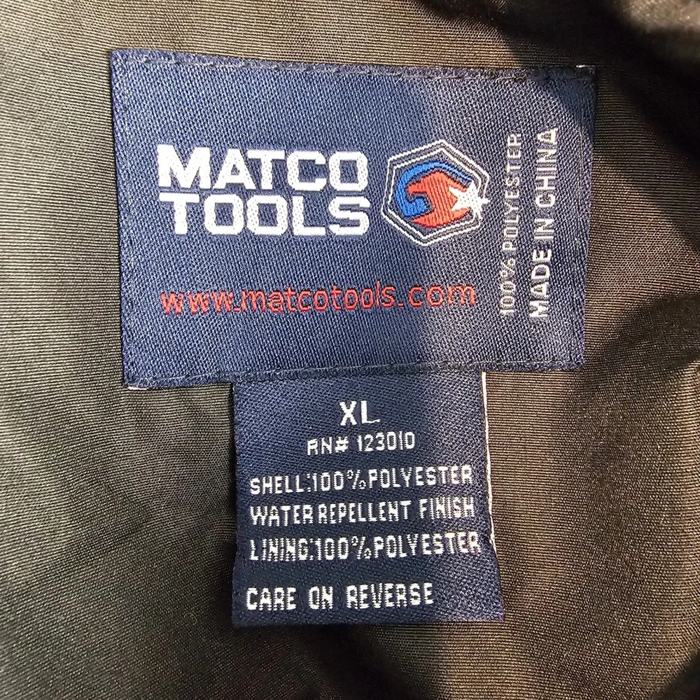 Matco Tools Jacket Mens XL Black Orange Fleece‎ Lined Mechanic Jacket Zip Up